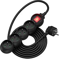 AlzaPower Arc extension lead 230V 4 sockets switch 3m black - Extension Cable