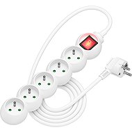 AlzaPower Arc extension cord 230V 5 sockets switch 2m white - Extension Cable