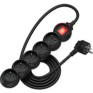 AlzaPower Arc extension cord 230V 5 sockets switch 2m black - Extension Cable