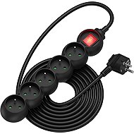 AlzaPower Arc extension cord 230V 5 sockets switch 5m black - Extension Cable