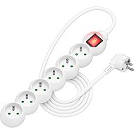 AlzaPower Arc extension lead 230V 6 sockets switch 2m white - Extension Cable