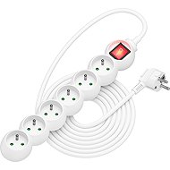 AlzaPower Arc extension cord 230V 6 sockets switch 5m white - Extension Cable