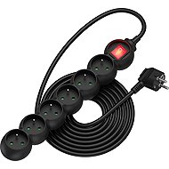 AlzaPower Arc extension cord 230V 6 sockets switch 5m black - Extension Cable
