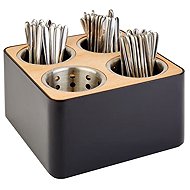 APS Cutlery container 27 x 27 x 15 cm black wood, 4 trays - Cutlery Stand