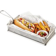 APS Stainless steel serving basket 13 x 26 x 3,5 cm, rectangle - Fry Basket