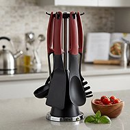 Perfect Home Serving set plastic, with silicone handle 6 pieces + stand - Kitchen Utensil Set