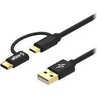 AlzaPower Core 2in1 USB-A to Micro USB/USB-C 1m čierny - Dátový kábel