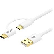 AlzaPower Core 2in1 USB-A to Micro USB/USB-C 0.5m, fehér - Adatkábel