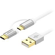 AlzaPower AluCore 2 in1 USB-A to Micro USB/USB-C 0.5m fehér - Adatkábel