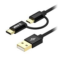 AlzaPower MultiCore Micro USB + USB-C 1m Black - Datenkabel