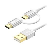 AlzaPower MultiCore Micro USB + USB-C 2 m Silver - Dátový kábel