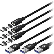 AlzaPower MagCore 2in1 USB-C + Micro USB, 5A, Multipack 3pcs, 0.5m Black - Data Cable