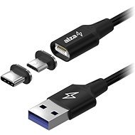 AlzaPower MagCore 2in1 USB-A to Micro USB/USB-C 100W 1m, fekete - Adatkábel
