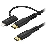 AlzaPower AluCore 2in1 USB-C to USB-C/Lightning MFi 60W 1.2m black - Data Cable