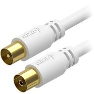 AlzaPower Core Coaxial IEC (M) – IEC (F) pozlátený konektor 1.5 m biely - Koaxiálny kábel