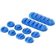 AlzaPower Cable Clips Mix, 10pcs, Blue - Cable Organiser