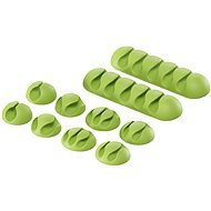 AlzaPower Cable Clips Mix, 10pcs, Green - Cable Organiser