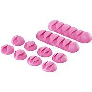 AlzaPower Cable Clips Mix, 10pcs, Pink - Cable Organiser