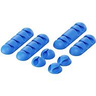 AlzaPower Cable Clips Mix, 8pcs, Blue - Cable Organiser