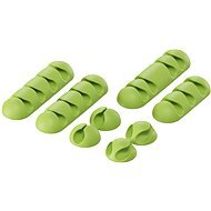 AlzaPower Cable Clips Mix, 8pcs, Green - Cable Organiser