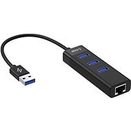AlzaPower Core USB-A (M) to 3× USB-A (F) + LAN - fekete - USB Hub