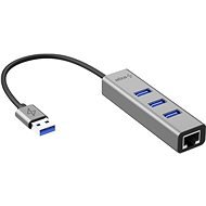 AlzaPower AluCore USB-A (M) to 3× USB-A (F) with LAN space grey - USB Hub
