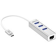 AlzaPower AluCore USB-C (M) na 3× USB-A (F) s LAN strieborná - USB hub