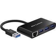 AlzaPower USB-Hub USB-A (M) auf 3× USB-A 3.0 (F) mit RJ45 schwarz - USB Hub