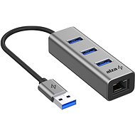 AlzaPower Metal USB hub USB-A (M) to 3× USB-A 3.0 (F) with RJ45 space grey - USB Hub