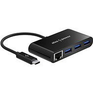 AlzaPower USB-Hub USB-C (M) auf 3× USB-A 3.0 (F) mit RJ45 schwarz - USB Hub
