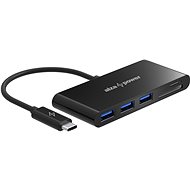 AlzaPower USB hub USB-C (M) to 3× USB-A 3.0 (F) and Card Reader black - USB Hub
