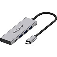 AlzaPower FlatCore Metal USB-C (M) to 3× USB-A and 1x USB-C 3.2 Gen 1 (F) 100W space grey - USB Hub