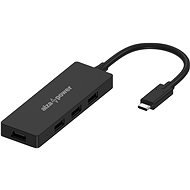AlzaPower FlatCore USB-C (M) to 4× USB-A 2.0 (F) - fekete - USB Hub