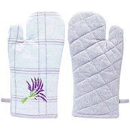 ARÔME HOME Kitchen mitt purple checkered, lavender embroidery - Oven Mitt