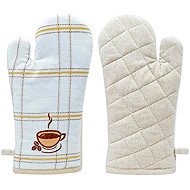 ARÔME HOME Kitchen mitt beige checkered, embroidered coffee - Oven Mitt