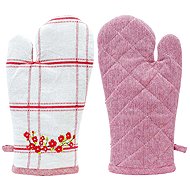 ARÔME HOME Kitchen mitt red checkered, poppy embroidery - Oven Mitt