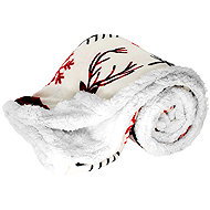 ARÔME HOME Microflannel blanket with lamb, 150 × 200 cm, Christmas reindeer - Blanket