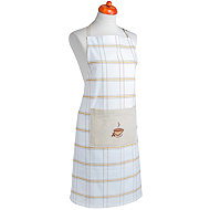 ARÔME HOME Kitchen apron, beige check, embroidery Coffee - Apron