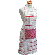ARÔME HOME Kitchen apron, red check, embroidery Poppies - Apron