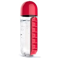 ASOBU Pill Organizer 600 ml heti gyógyszeradagolóval ellátott multifunkciós palack - piros - Kulacs