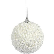 Vánoční koule GLITTER,  O 8 cm, bílá - Vánoční ozdoby