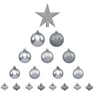 FÉÉRIC LIGHTS AND CHRISTMAS Christmas ornaments - balls with star, silver, 18 pcs - Christmas Ornaments