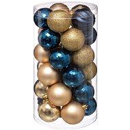 FÉÉRIC LIGHTS AND CHRISTMAS Christmas decorations - balls, gold and dark blue, diameter 6 cm, 30 pcs - Christmas Ornaments