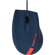 CANYON myš drátová M-11, 3 tlačítka, 1000 dpi, pogumovaný povrch, modrá - červené logo - Mouse