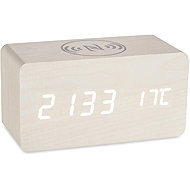 Giftdecor Table clock with wireless mobile phone charger, white - Alarm Clock