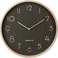 Home Styling Collection Wall Clock with wooden design, 38 x 5 cm, brown - Wall Clock