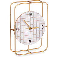 Giftdecor Table clock with checkered face and golden hands, 18,5 x 25,5 cm - Table Clock