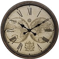Atmosphera Wall clock TOMY with world map, brown, 51 cm - Wall Clock