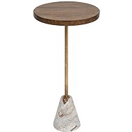 Atmosphera Marble and wood coffee table, diameter 35,5 cm - Side Table
