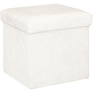 Atmosphera Storage pouf EZZIO, fabric, with boucle effect, 38 × 38 × 38 cm, white - Ottoman